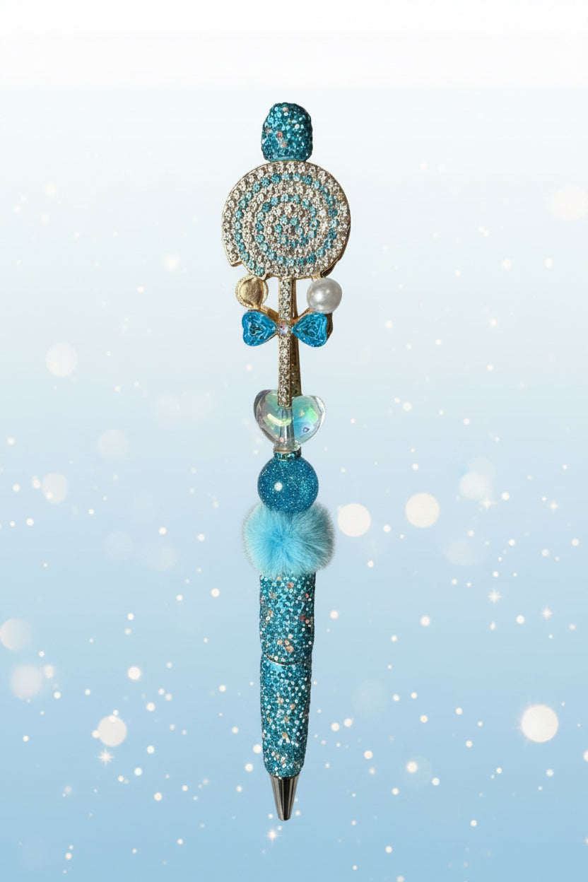 Lollipop Blue Beaded Pen