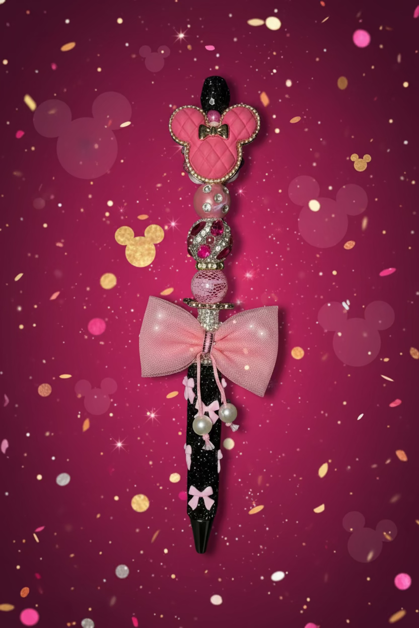 Mickey/Minnie  Head Glam Beaded Pen
