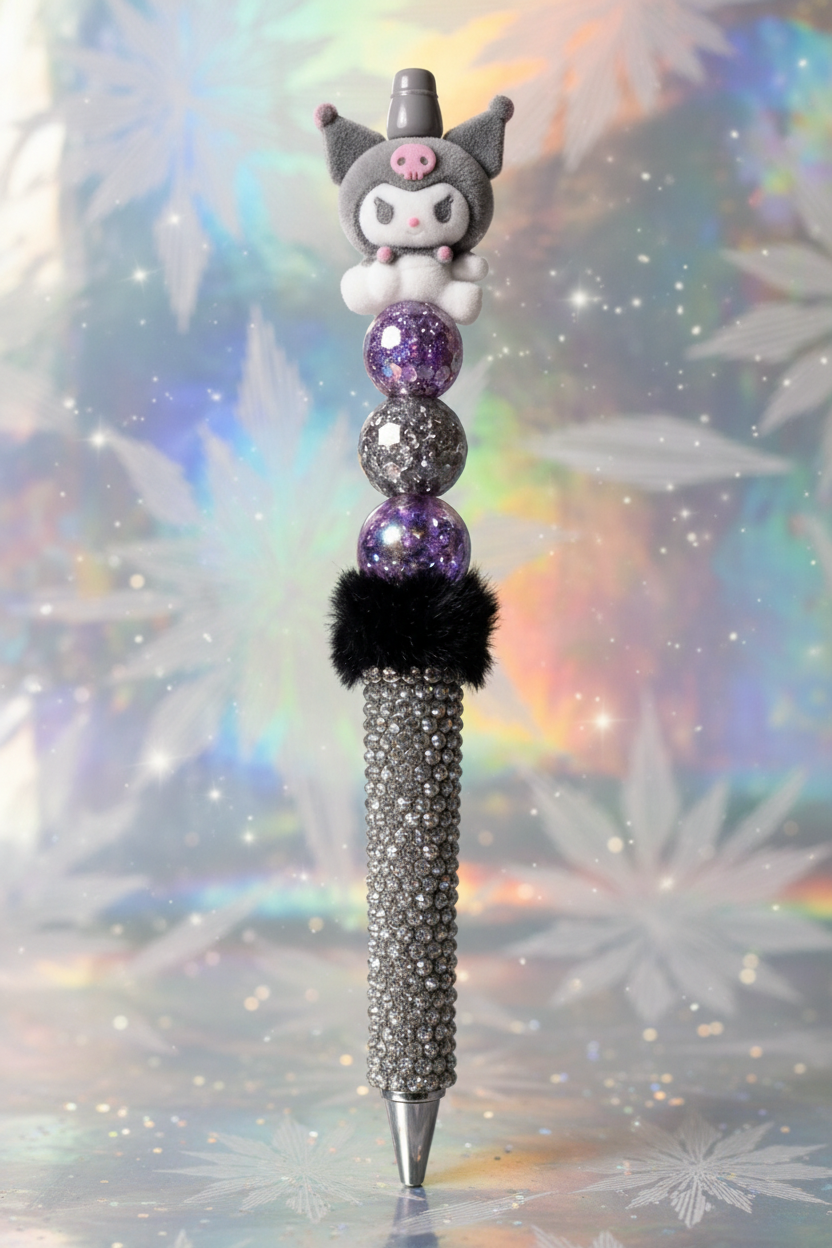 Limited Edition Flocked Kuromi Beaded Pen