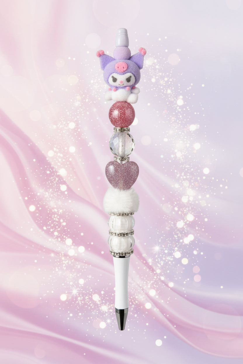 Limited Edition Flocked Kuromi Beaded Pen